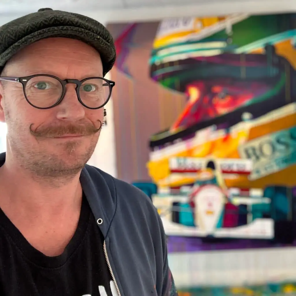 popart, large scale paintings, colorfull popart paintings, paintings with formula 1, paintings with motorsport, ferrari, porsche, Joker, David bowie