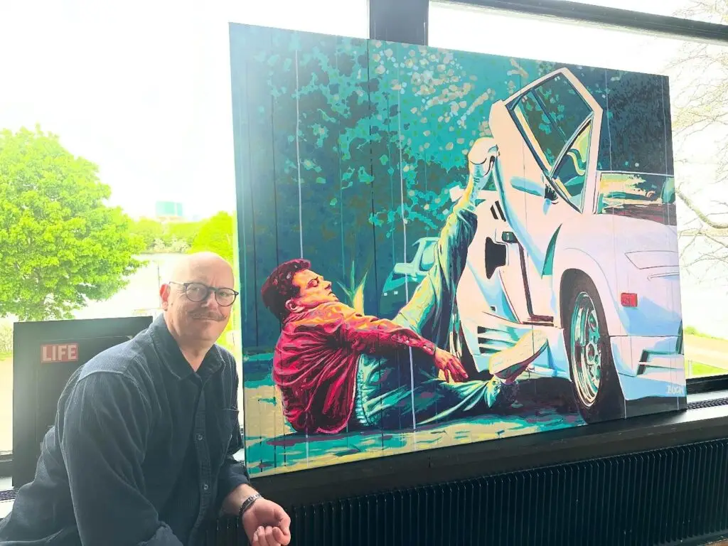 popart, large scale paintings, colorfull popart paintings, paintings with formula 1, paintings with motorsport, ferrari, porsche, Joker, David bowie