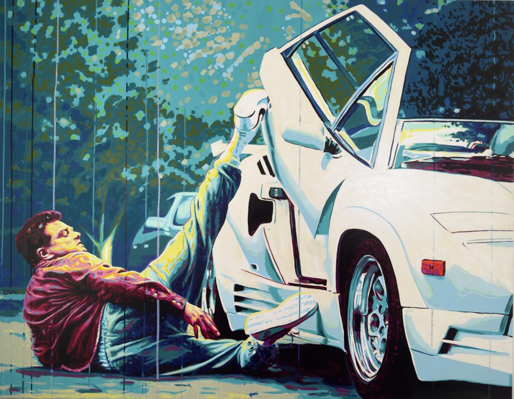 Wolf Of Wallstreet - fantastic Unique Pop Art paintings: Iconic Subjects. Stunning chromatic paintings popart, large scale paintings, colorfull popart paintings, paintings with formula 1, paintings with motorsport, ferrari, porsche, Joker, David bowie