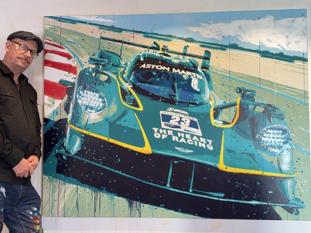 Large scale Aston Martin Valkyrie painting by artist Allan Buch